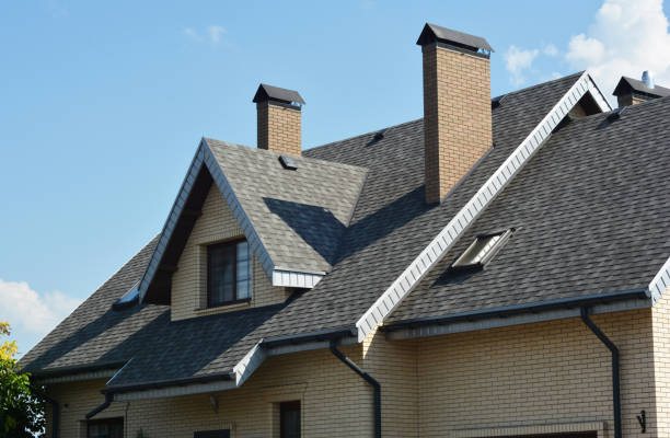 Roofline and shingles on a residential home